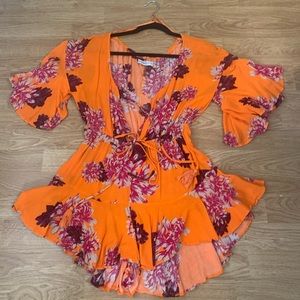 Tropical Orange Romper- Hello Molly Size XS